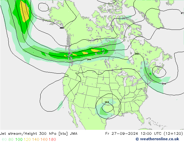 Jet stream/Height 300 hPa JMA Fr 27.09.2024 12 UTC