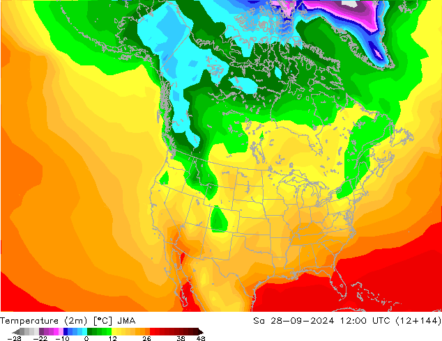 Temperature (2m) JMA Sa 28.09.2024 12 UTC