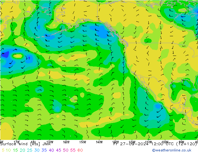 Vent 10 m JMA ven 27.09.2024 12 UTC