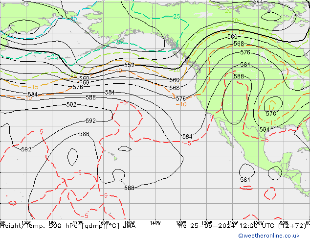 Height/Temp. 500 hPa JMA We 25.09.2024 12 UTC