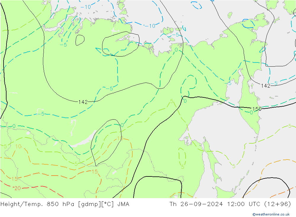 Yükseklik/Sıc. 850 hPa JMA Per 26.09.2024 12 UTC