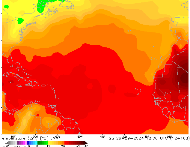 Temperature (2m) JMA Su 29.09.2024 12 UTC