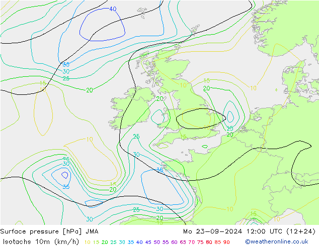 Isotachs (kph) JMA  23.09.2024 12 UTC