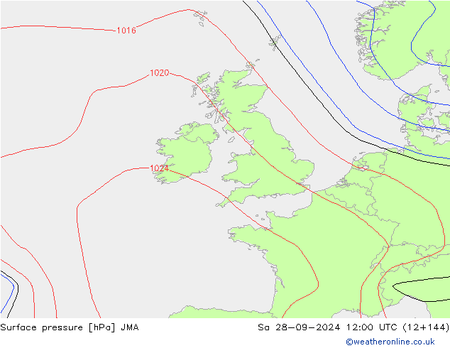 Pressione al suolo JMA sab 28.09.2024 12 UTC