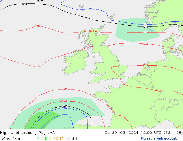 Izotacha JMA nie. 29.09.2024 12 UTC