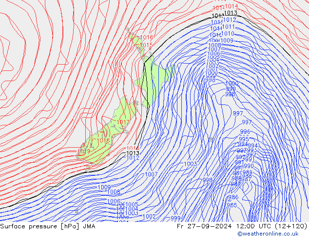 Pressione al suolo JMA ven 27.09.2024 12 UTC