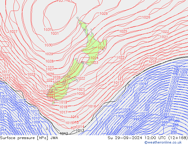 приземное давление JMA Вс 29.09.2024 12 UTC