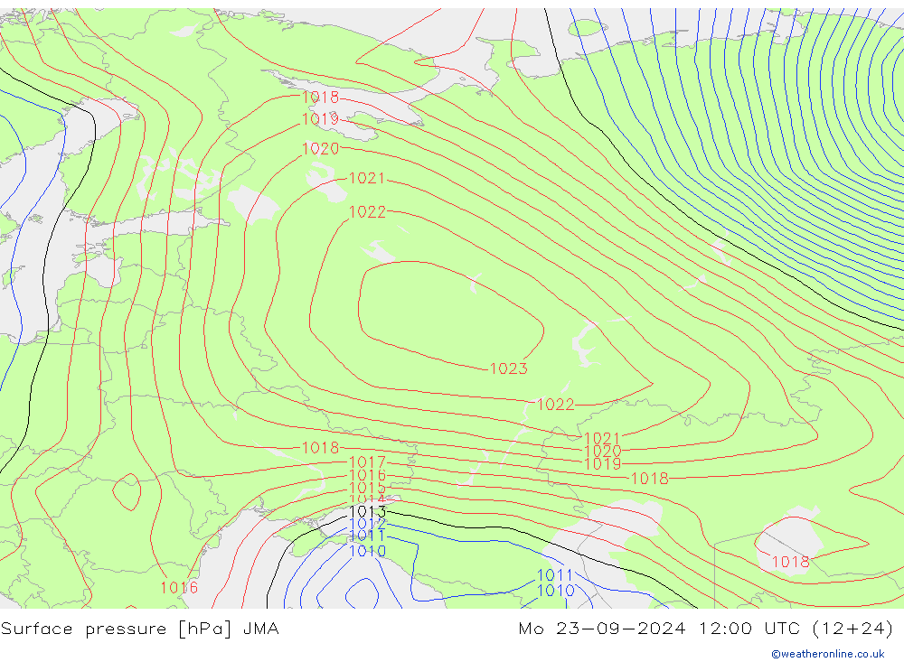 pression de l'air JMA lun 23.09.2024 12 UTC