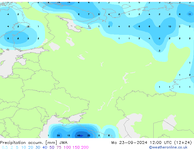 Toplam Yağış JMA Pzt 23.09.2024 12 UTC