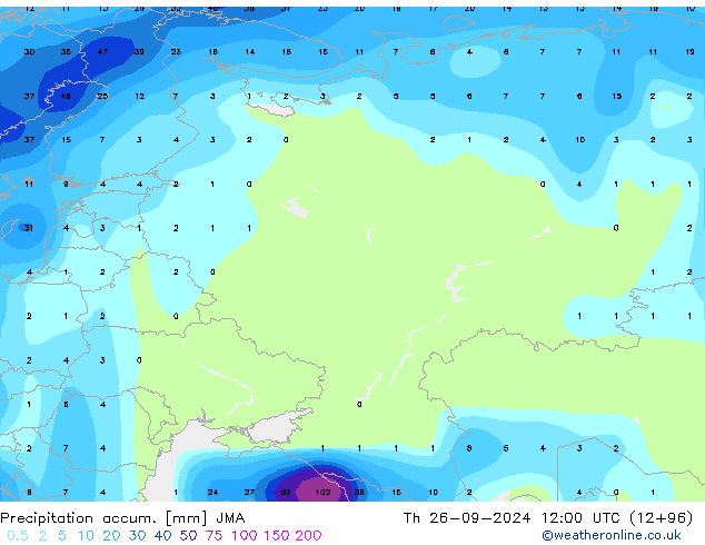 Toplam Yağış JMA Per 26.09.2024 12 UTC