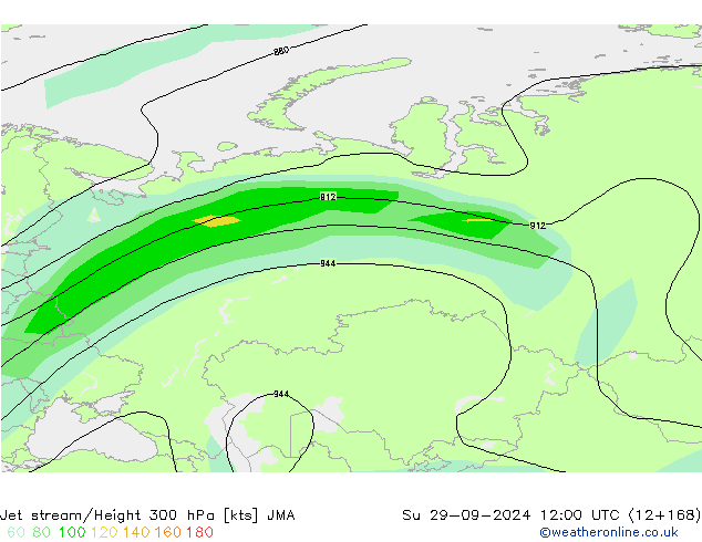 Jet stream/Height 300 hPa JMA Su 29.09.2024 12 UTC