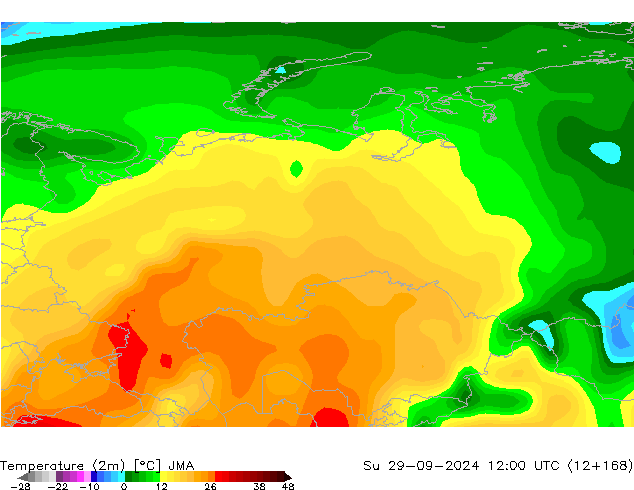 Sıcaklık Haritası (2m) JMA Paz 29.09.2024 12 UTC