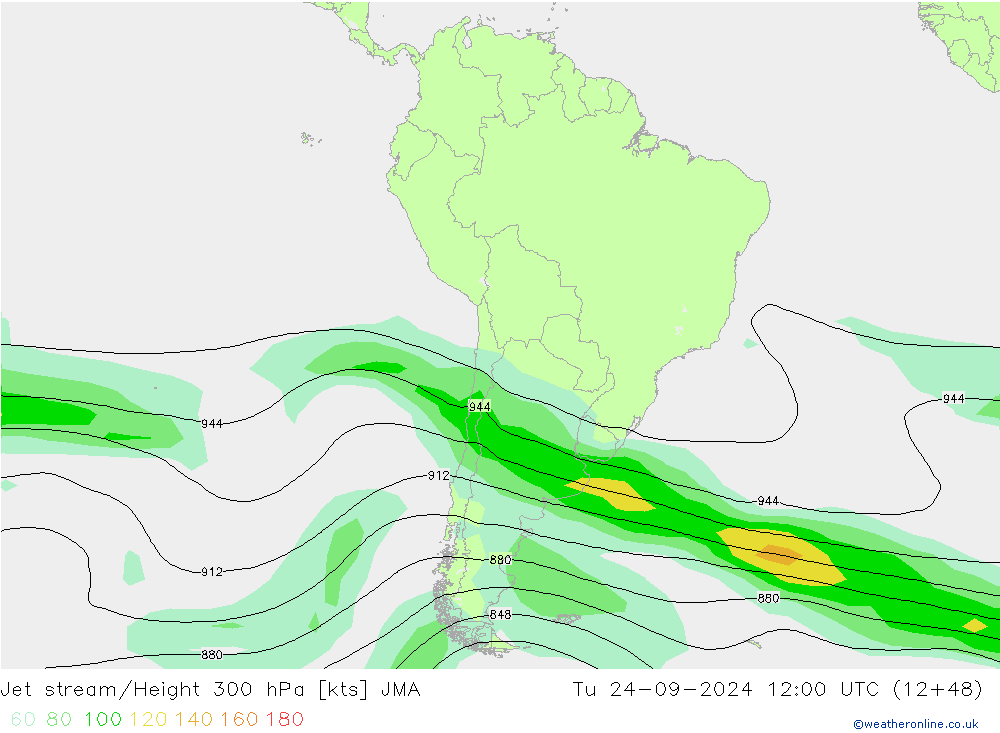 Jet stream/Height 300 hPa JMA Tu 24.09.2024 12 UTC