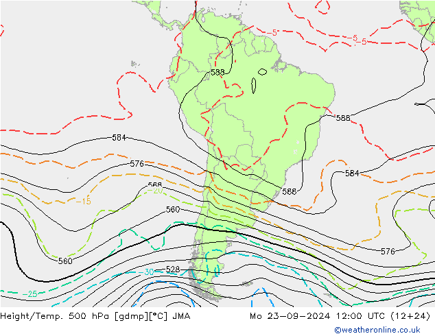 Height/Temp. 500 hPa JMA  23.09.2024 12 UTC