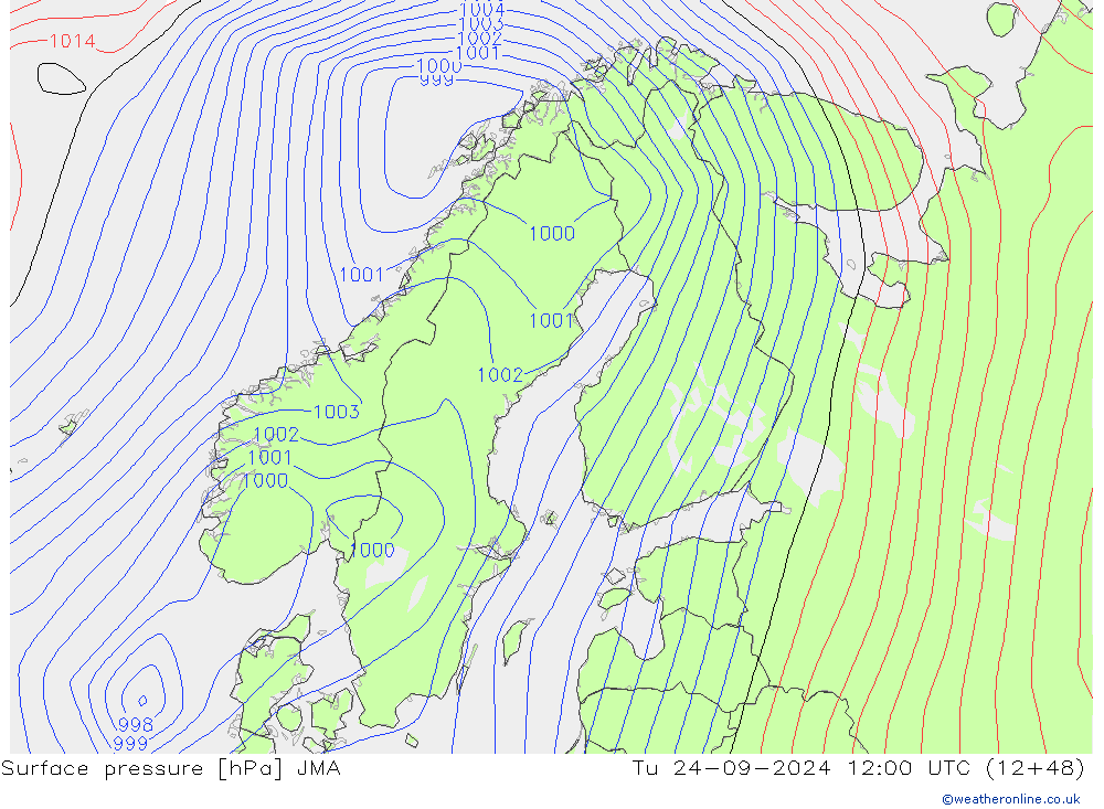 Bodendruck JMA Di 24.09.2024 12 UTC