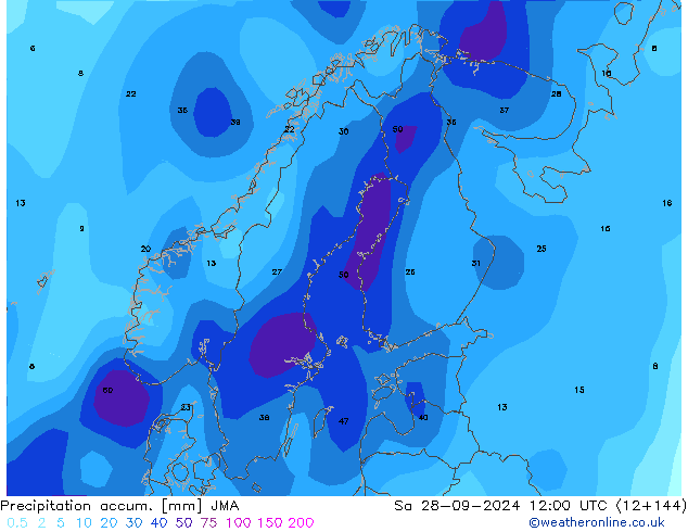 Precipitation accum. JMA Sa 28.09.2024 12 UTC