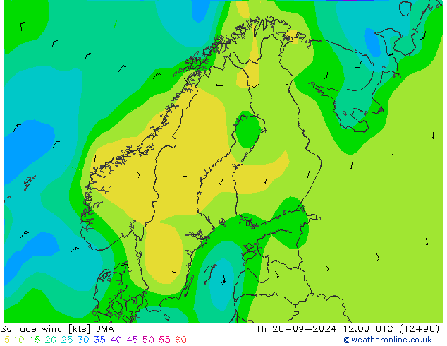 Surface wind JMA Th 26.09.2024 12 UTC