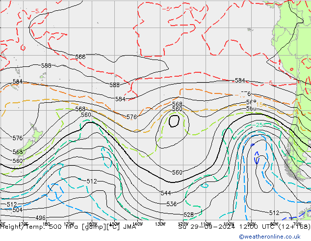 Hoogte/Temp. 500 hPa JMA zo 29.09.2024 12 UTC