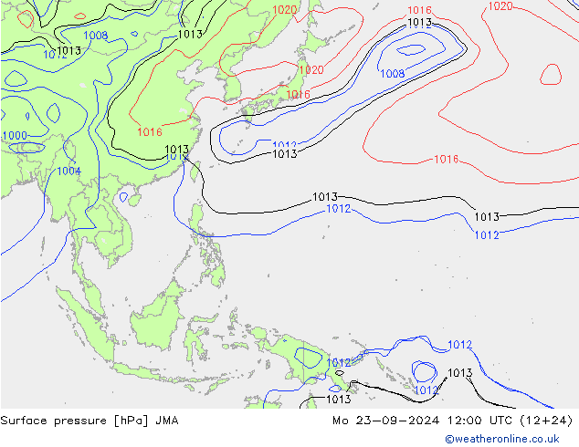 Atmosférický tlak JMA Po 23.09.2024 12 UTC