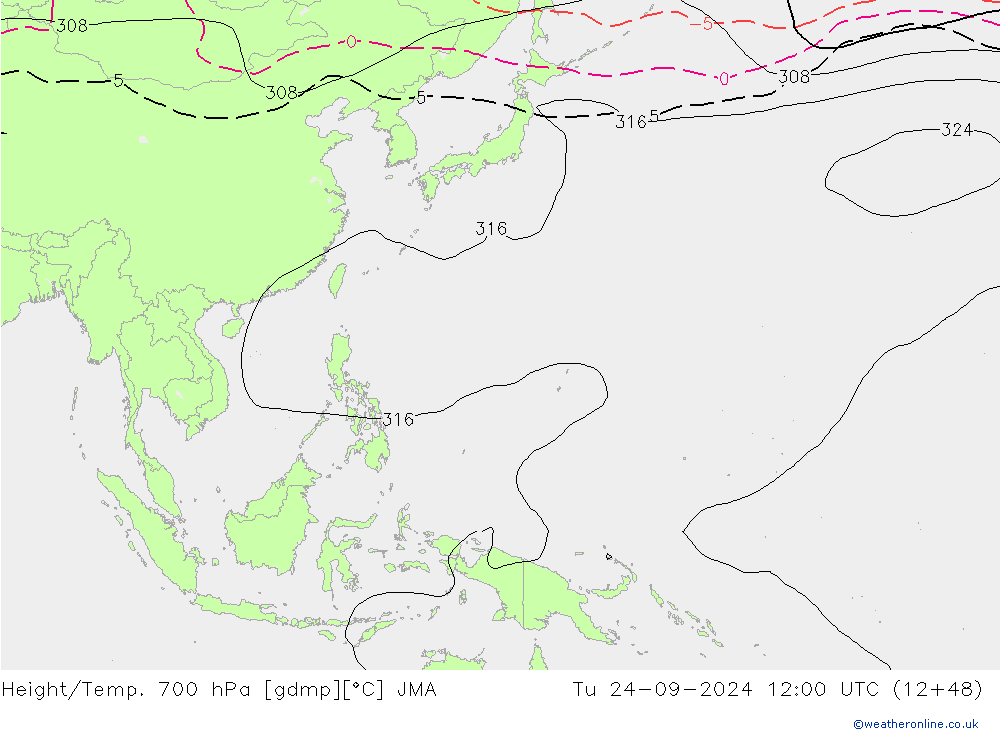 Height/Temp. 700 hPa JMA  24.09.2024 12 UTC