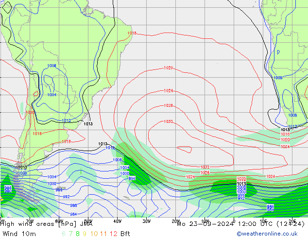 High wind areas JMA Po 23.09.2024 12 UTC