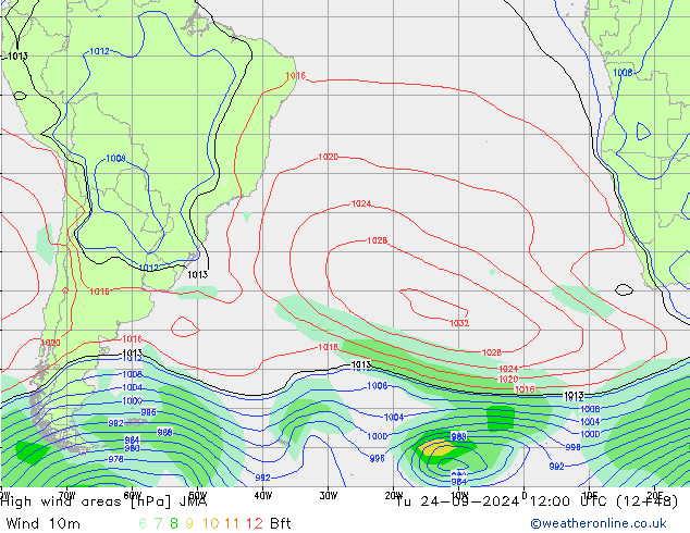 High wind areas JMA Tu 24.09.2024 12 UTC