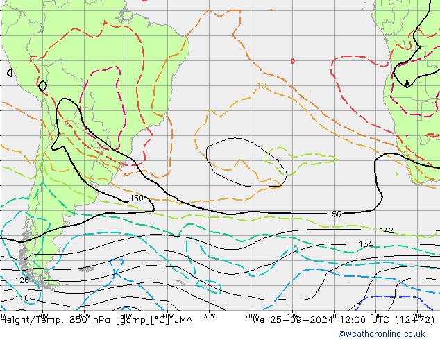 Yükseklik/Sıc. 850 hPa JMA Çar 25.09.2024 12 UTC