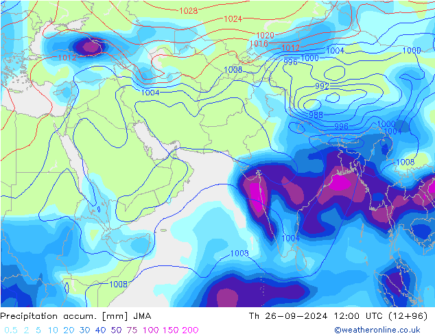 Precipitation accum. JMA czw. 26.09.2024 12 UTC