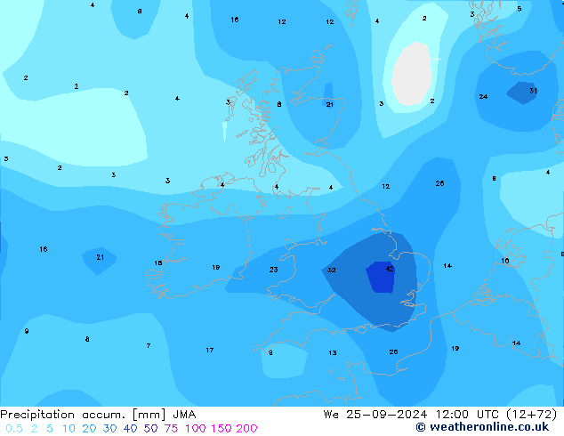 Nied. akkumuliert JMA Mi 25.09.2024 12 UTC