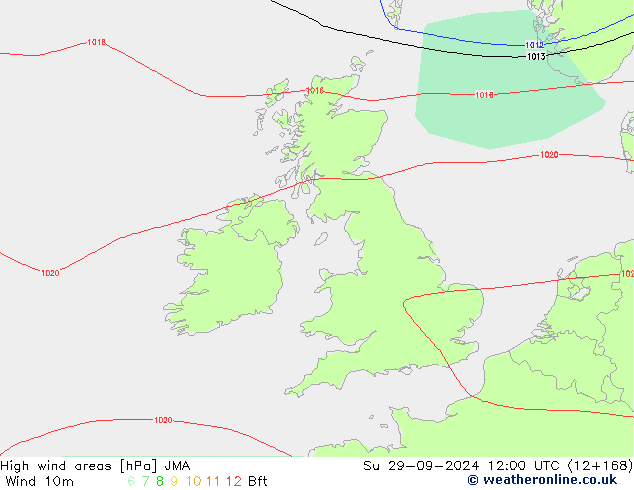 High wind areas JMA Ne 29.09.2024 12 UTC