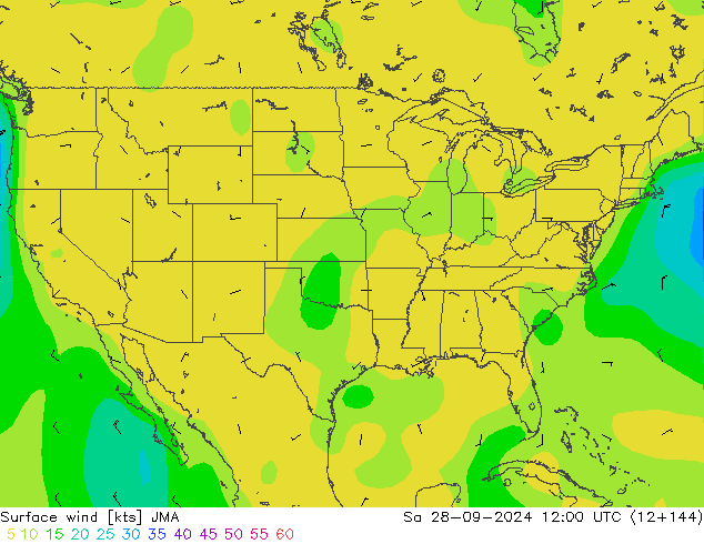 Surface wind JMA So 28.09.2024 12 UTC