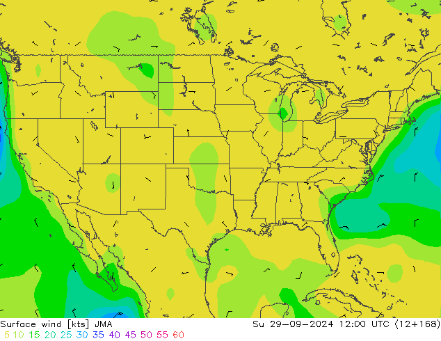 Wind 10 m JMA zo 29.09.2024 12 UTC