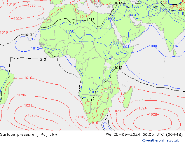 Atmosférický tlak JMA St 25.09.2024 00 UTC