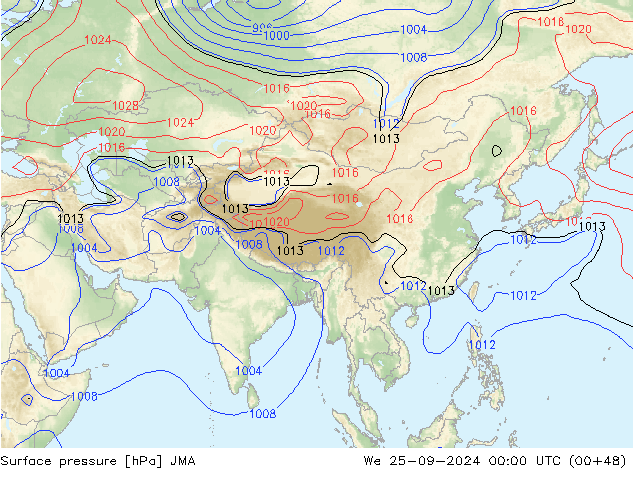 pressão do solo JMA Qua 25.09.2024 00 UTC