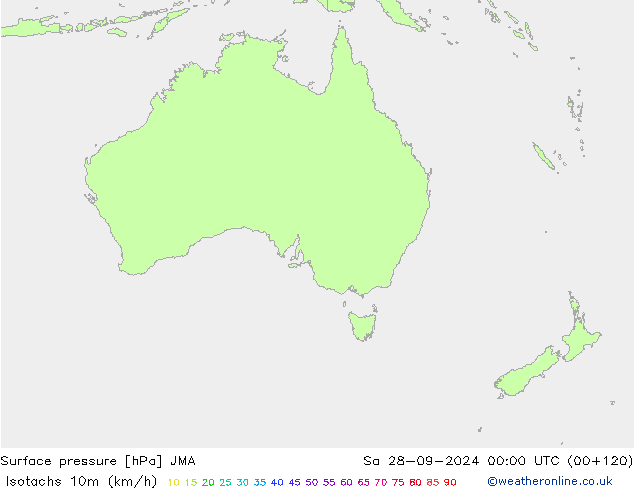 Isotachs (kph) JMA Sa 28.09.2024 00 UTC