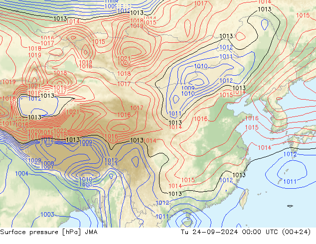 приземное давление JMA вт 24.09.2024 00 UTC