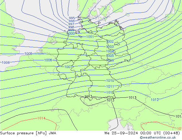 Surface pressure JMA We 25.09.2024 00 UTC