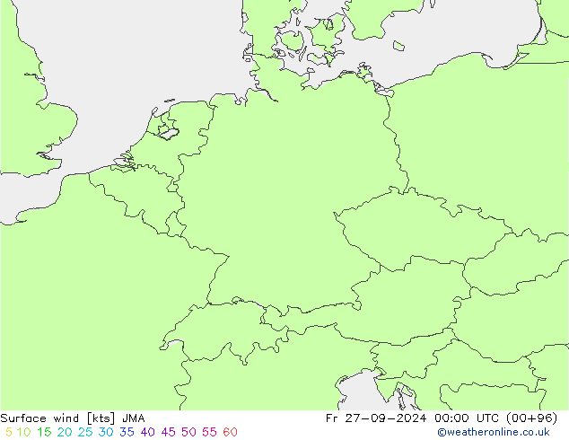 Vent 10 m JMA ven 27.09.2024 00 UTC