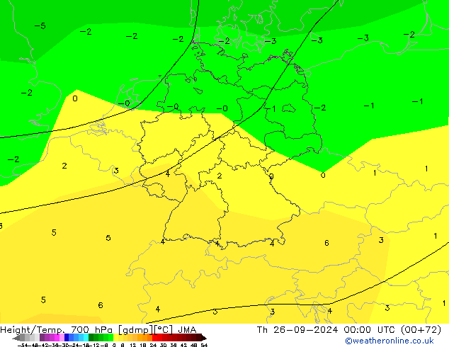 Height/Temp. 700 hPa JMA Qui 26.09.2024 00 UTC