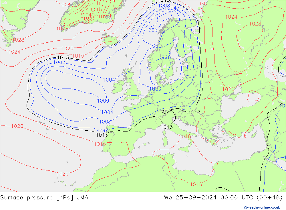 Surface pressure JMA We 25.09.2024 00 UTC