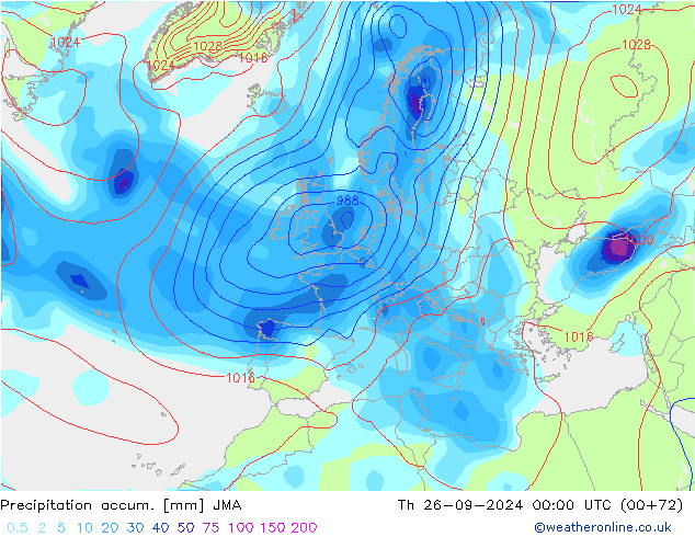 Totale neerslag JMA do 26.09.2024 00 UTC