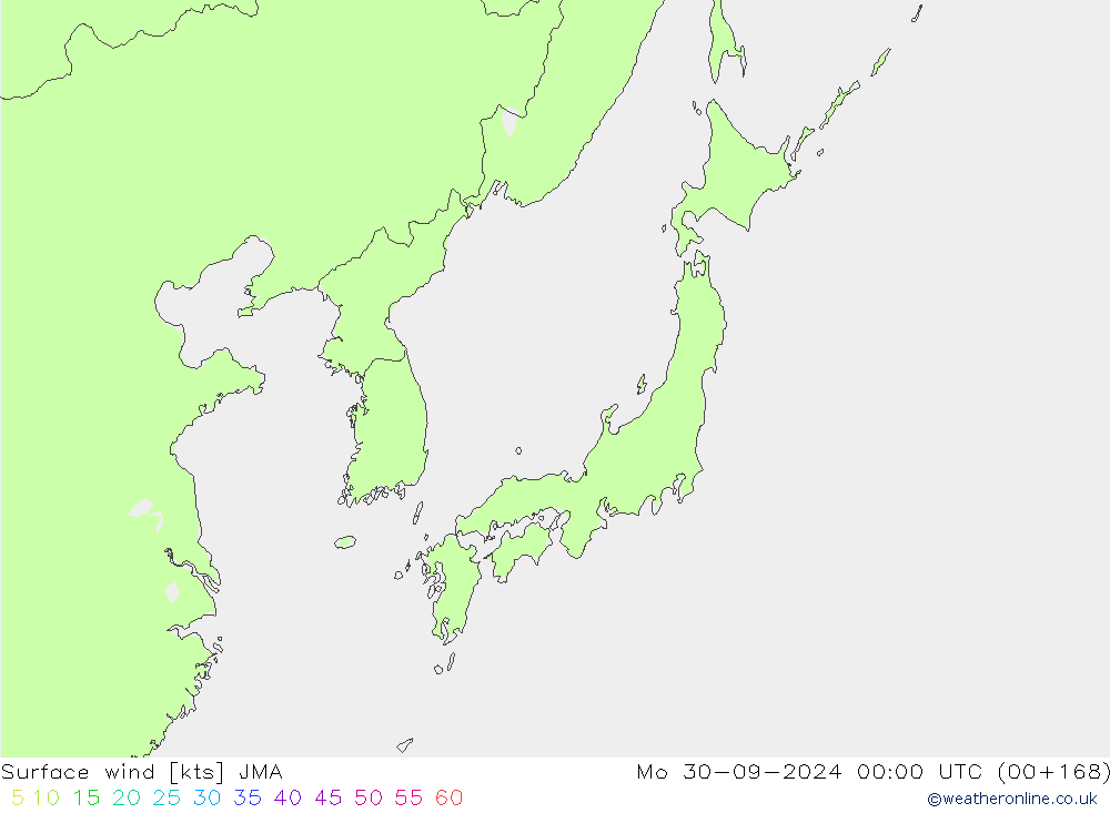 Surface wind JMA Mo 30.09.2024 00 UTC