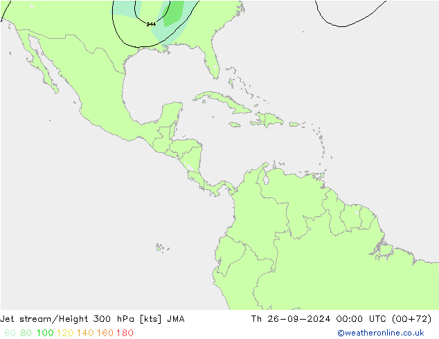 Corriente en chorro JMA jue 26.09.2024 00 UTC