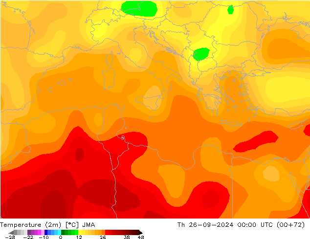 Temperatura (2m) JMA jue 26.09.2024 00 UTC