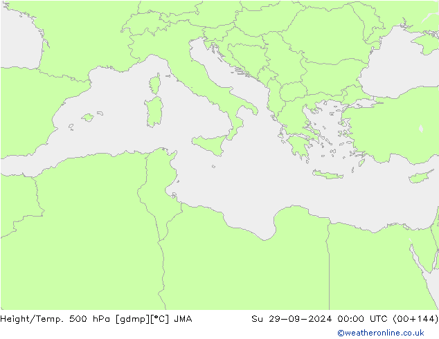 Yükseklik/Sıc. 500 hPa JMA Paz 29.09.2024 00 UTC