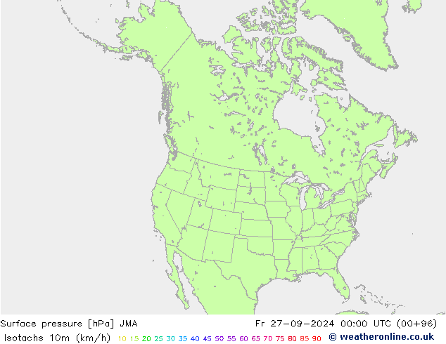 Eşrüzgar Hızları (km/sa) JMA Cu 27.09.2024 00 UTC