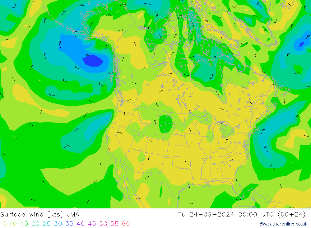 Surface wind JMA Tu 24.09.2024 00 UTC