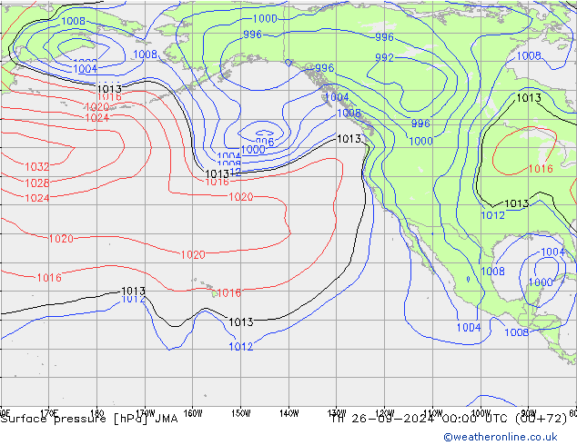 Presión superficial JMA jue 26.09.2024 00 UTC