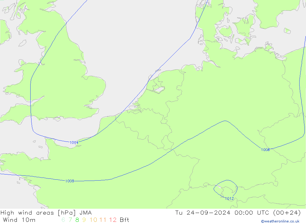 Izotacha JMA wto. 24.09.2024 00 UTC