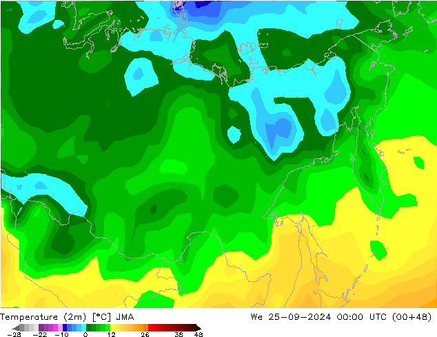 Temperatura (2m) JMA Qua 25.09.2024 00 UTC